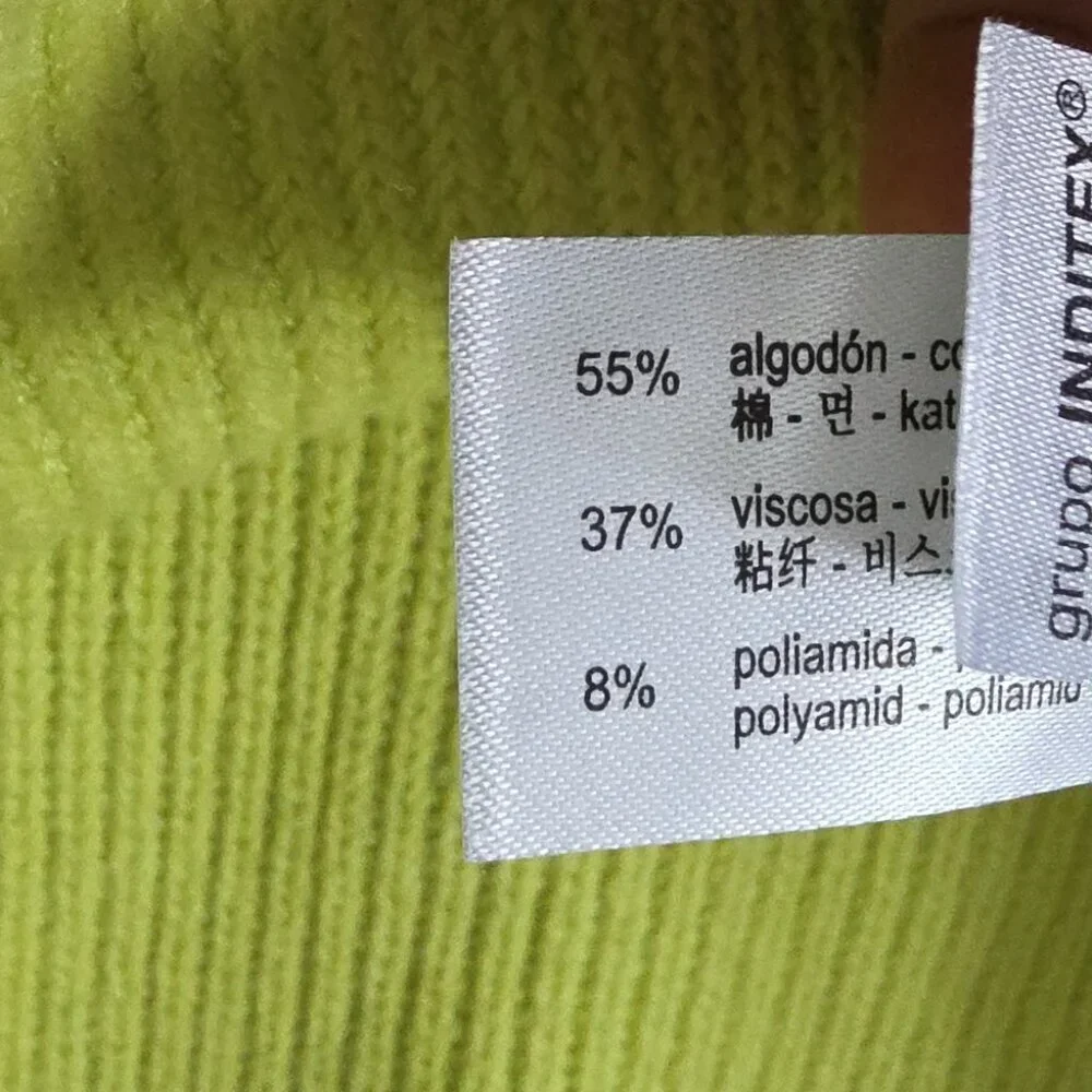 ZARA | V-neck Sweater Vest Ribbed Lime Green Cotton Sz S - Picture 4 of 6